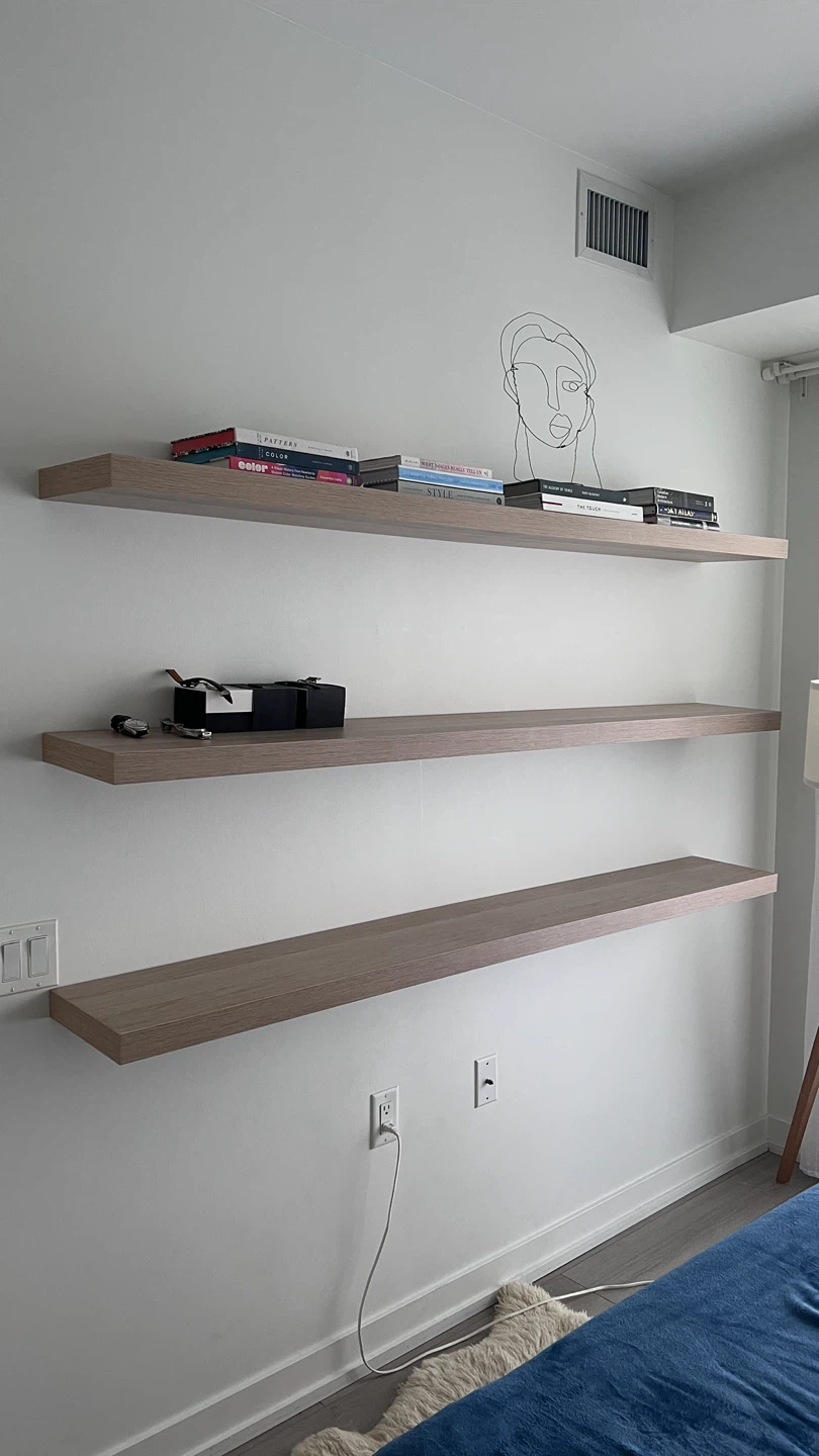 Set of 3 Wood-Finish Floating Shelves - photo 3
