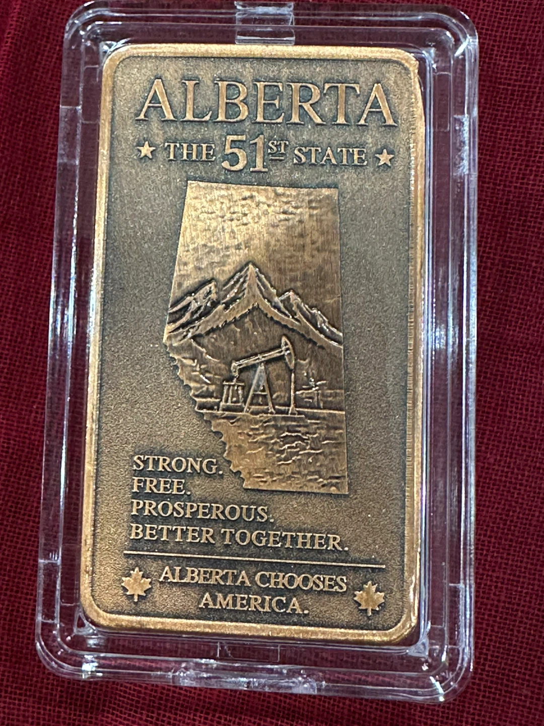 Alberta The 51st State 1 Troy Ounce Copper Bar - photo 2