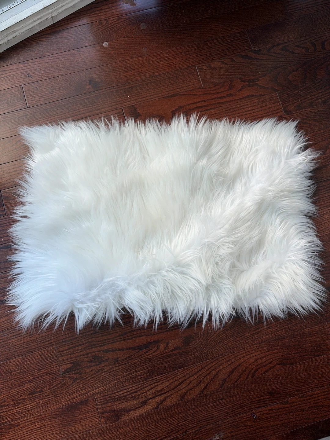 White faux fur area rug