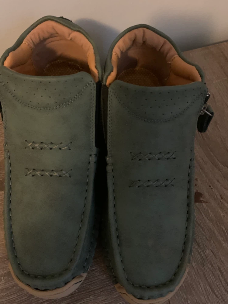 Green Moccasin-Style Ankle Boots 🏈