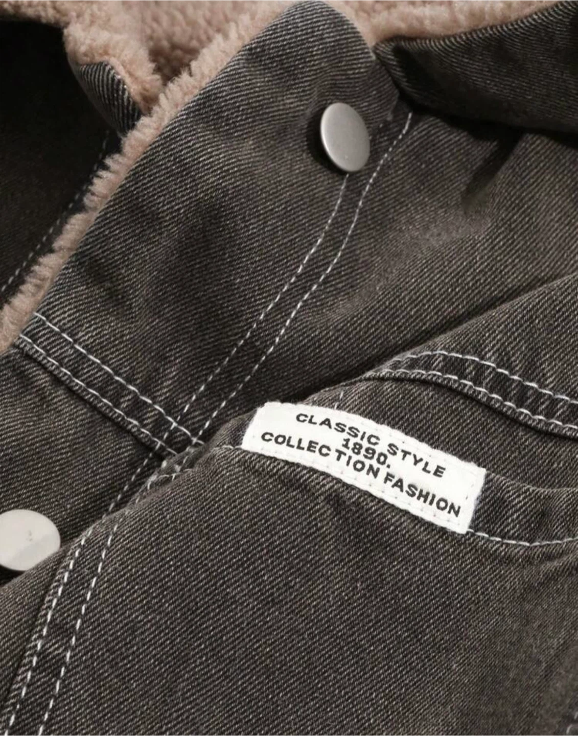Classic Style Sherpa Denim Jacket - photo 5