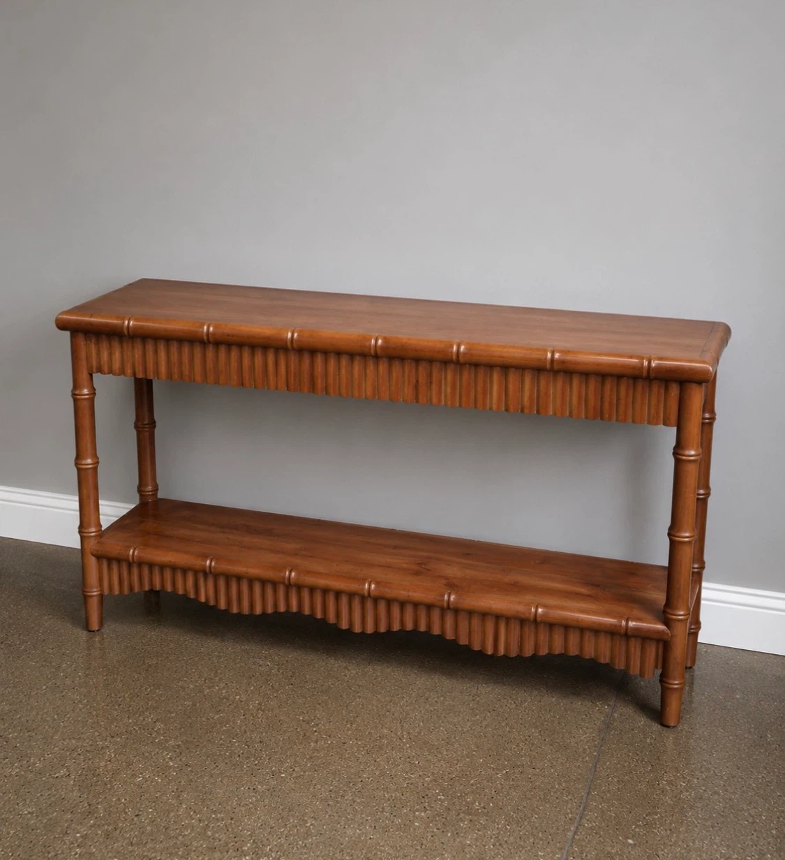 New Boho Bamboo Carved Console Entryway Sofa Table - photo 2