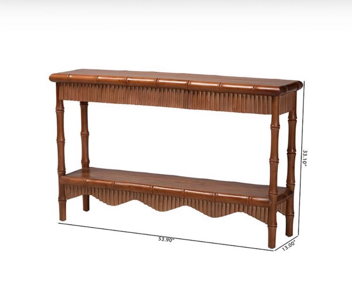 New Boho Bamboo Carved Console Entryway Sofa Table - photo 3