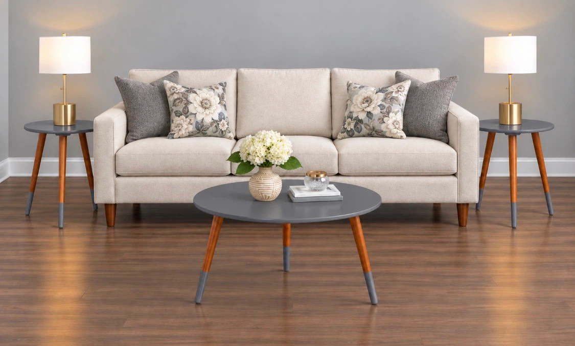 New Gray 3 Piece Coffee and Side End Table Set