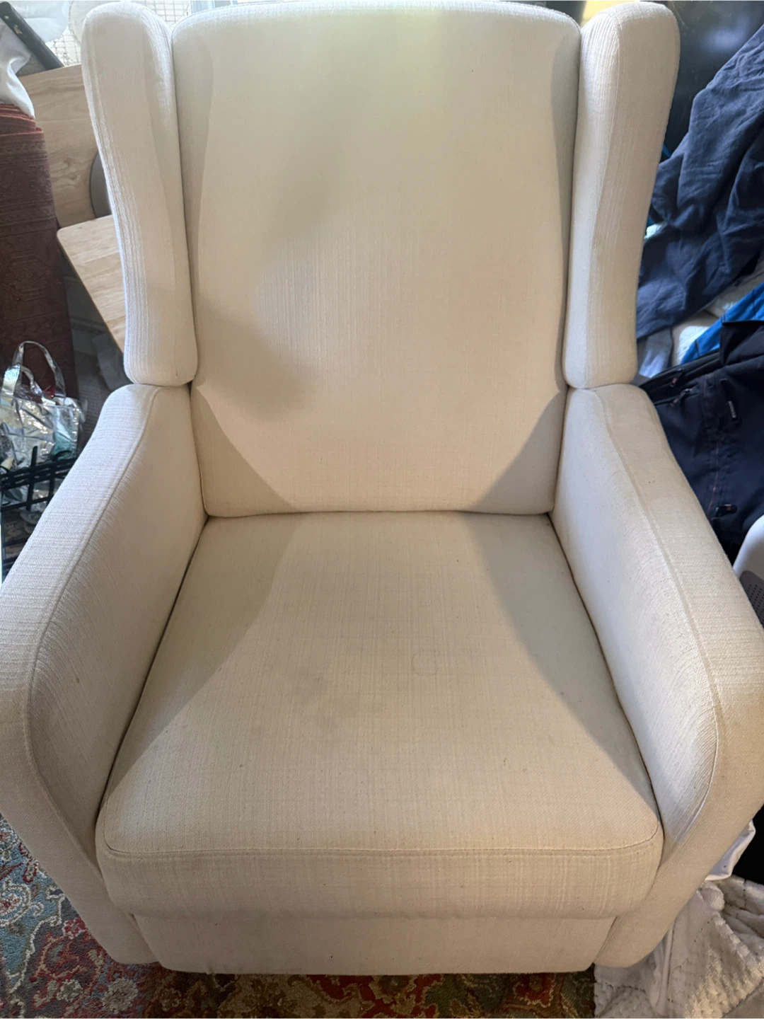 Cream Upholstered Recliner , swinging Chair , well made - photo 3