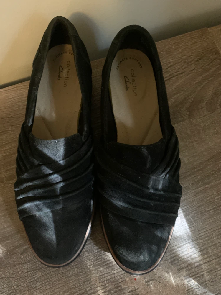 Clarks Collection Black Suede Slip-on Shoes