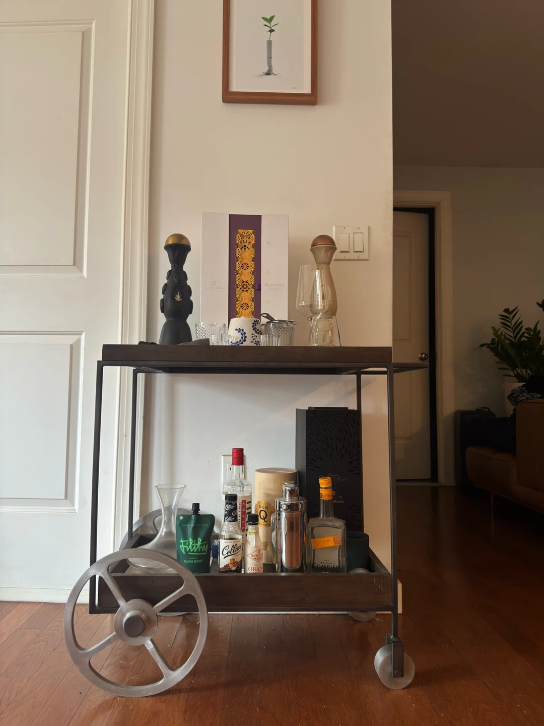 Beautiful Industrial Rolling Bar Cart