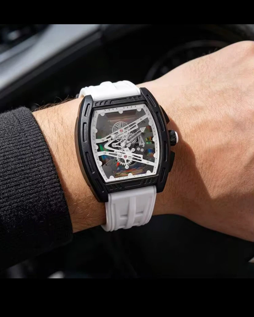 Skeleton Tonneau Watch - White and Black - photo 2