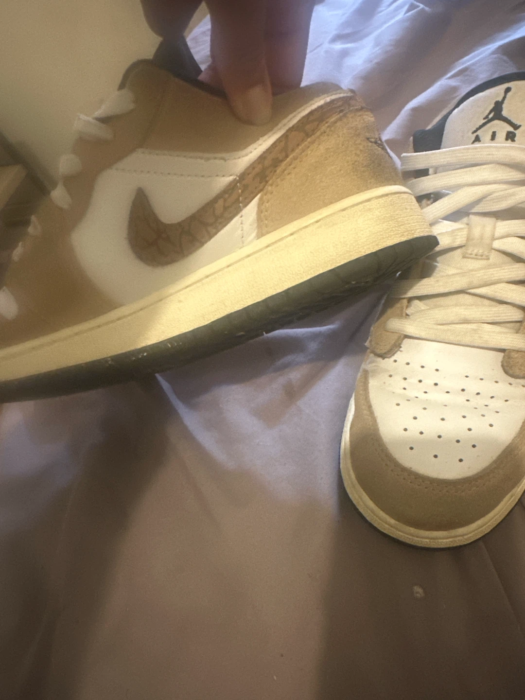 Air Jordan 1 Low Tan/White Sneakers - photo 2