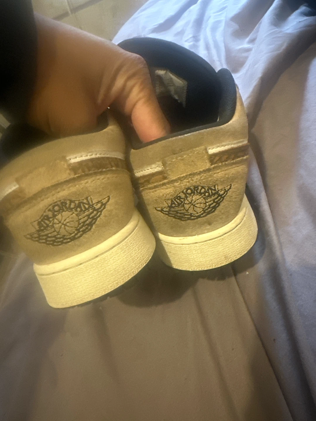 Air Jordan 1 Low Tan/White Sneakers - photo 3