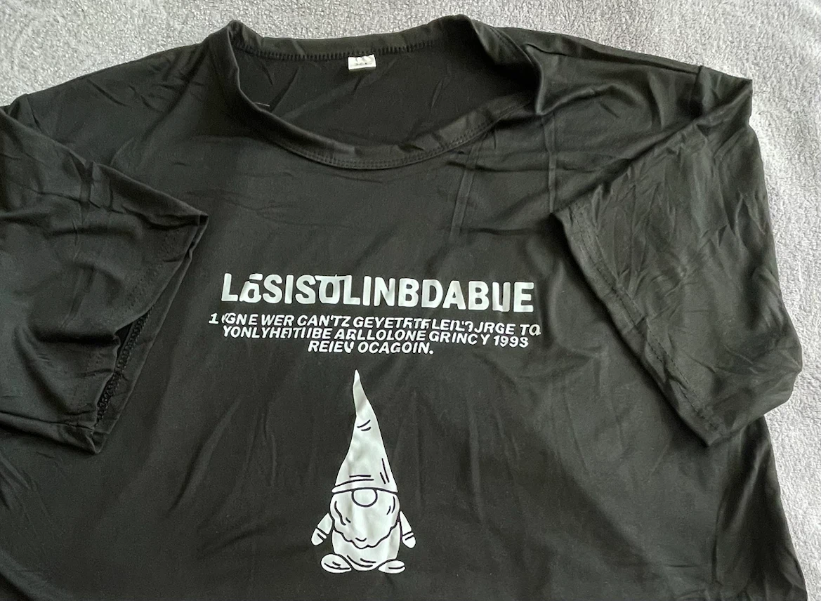 Black Graphic T-Shirt with Gnome Print - photo 2