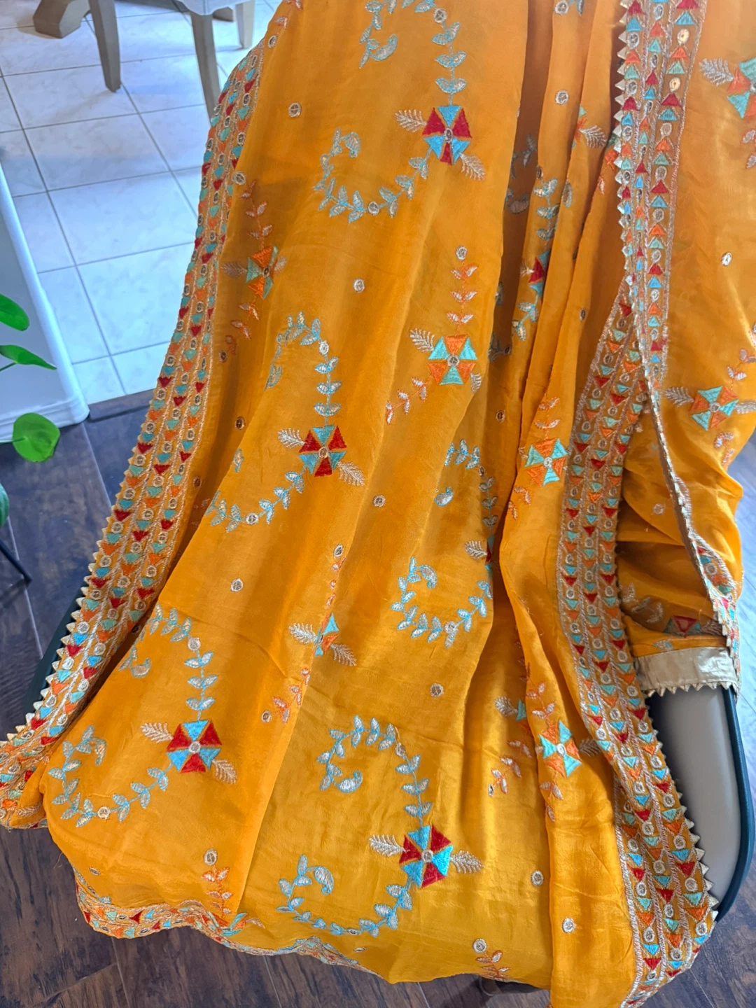 Embroidered Mustard Dupatta - photo 2