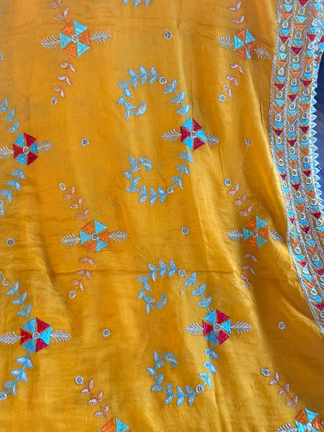 Embroidered Mustard Dupatta - photo 5
