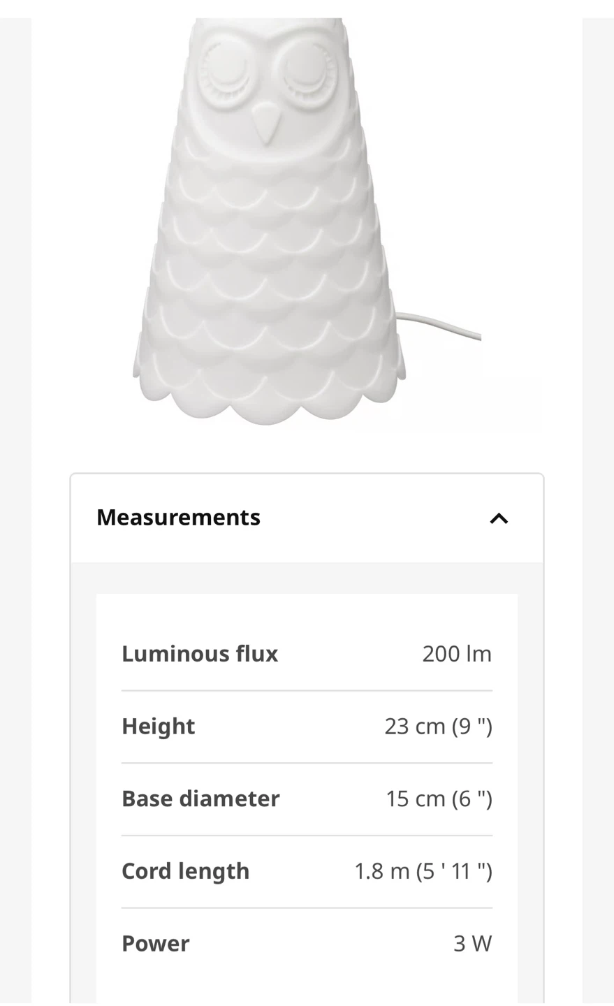 White Owl Table Lamp - photo 3