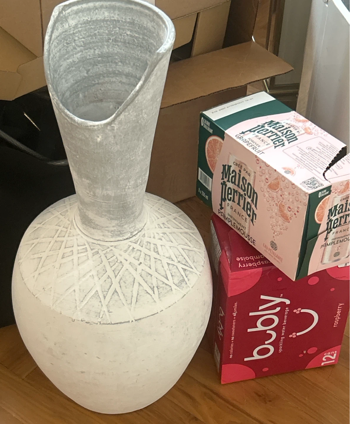 Moving sale- Very Large Floor Decorative white textured vase