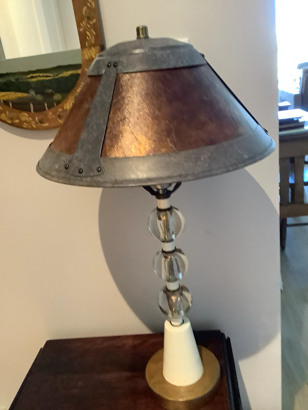 Vintage Conical Amber Toned Panels Mica Style Table Lamp 🐞