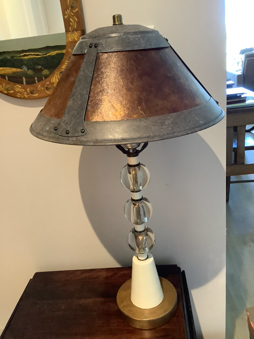 Vintage Conical Amber Toned Panels Mica Style Table Lamp 🐞 - photo 5