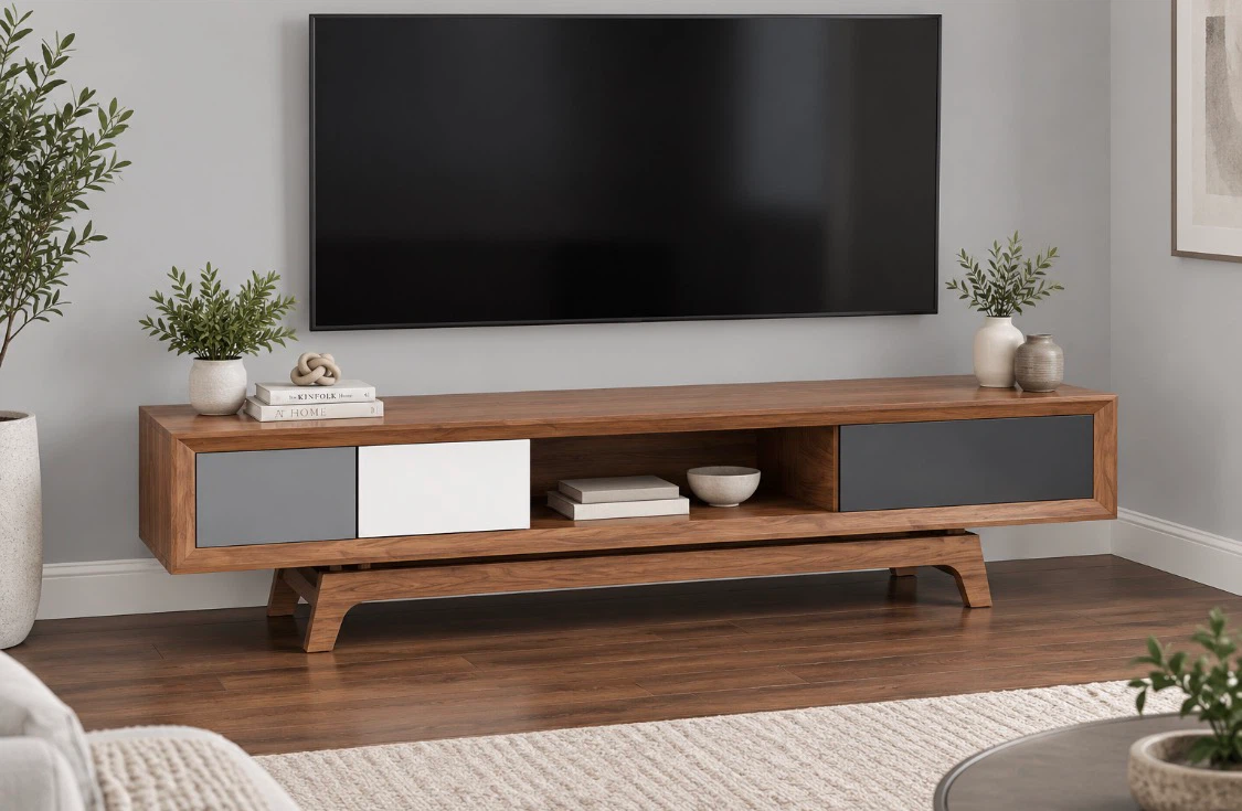 New Mid Century Modern 3 Drawer TV Console TV Stand - photo 4