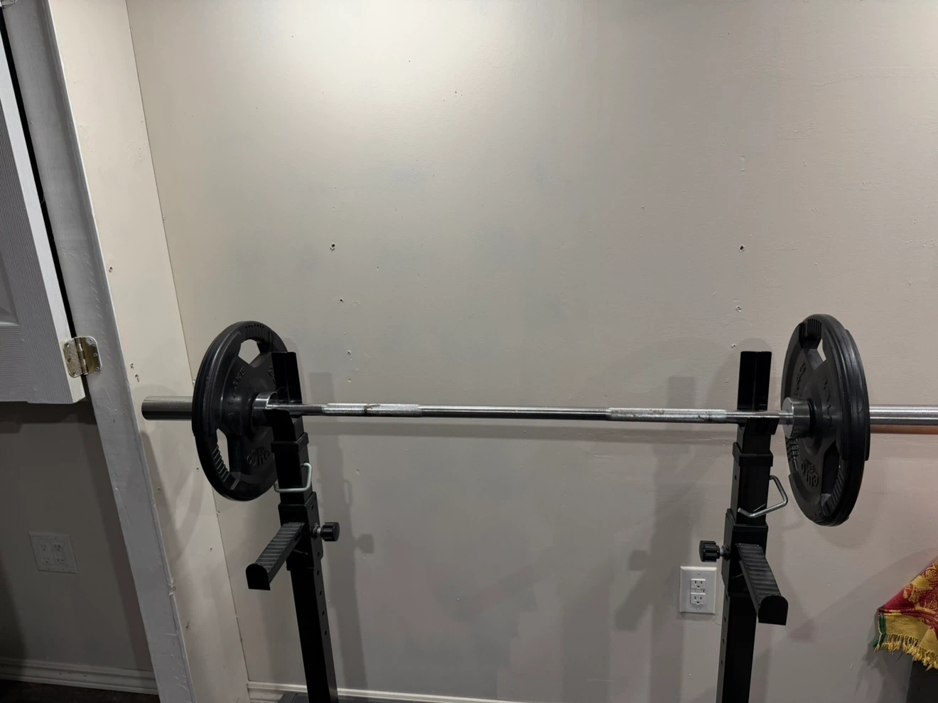 Adjustable Squat Stand with Barbell and Plates