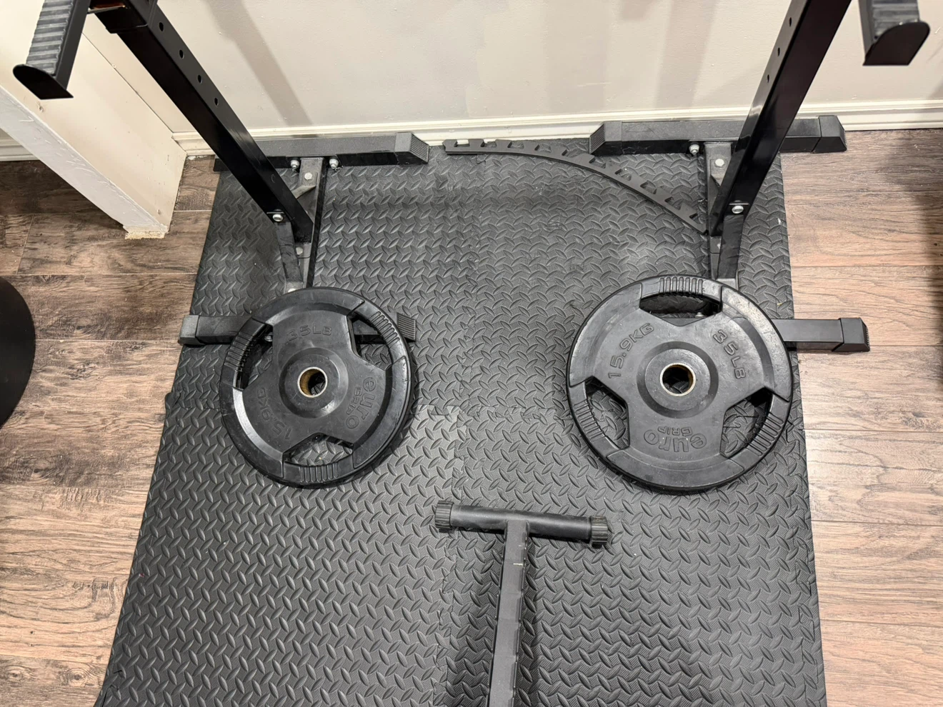 Adjustable Squat Stand with Barbell and Plates - photo 2