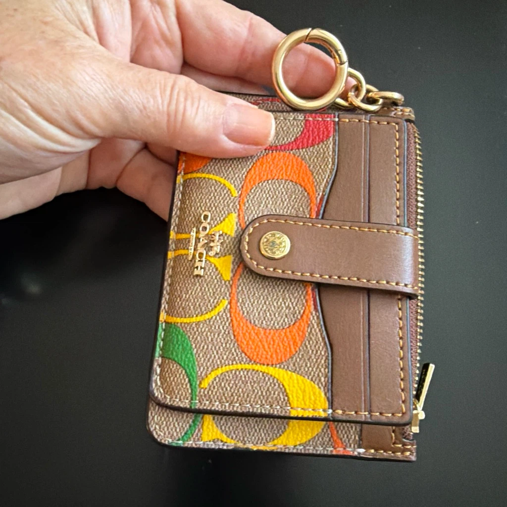 Coach Signature Print Card Case with Zipper