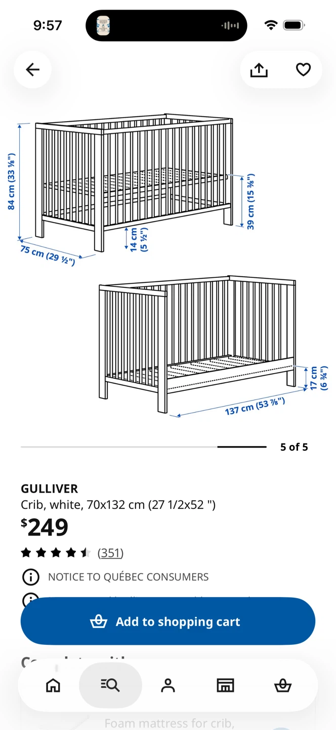 IKEA Gulliver Crib - White - photo 3