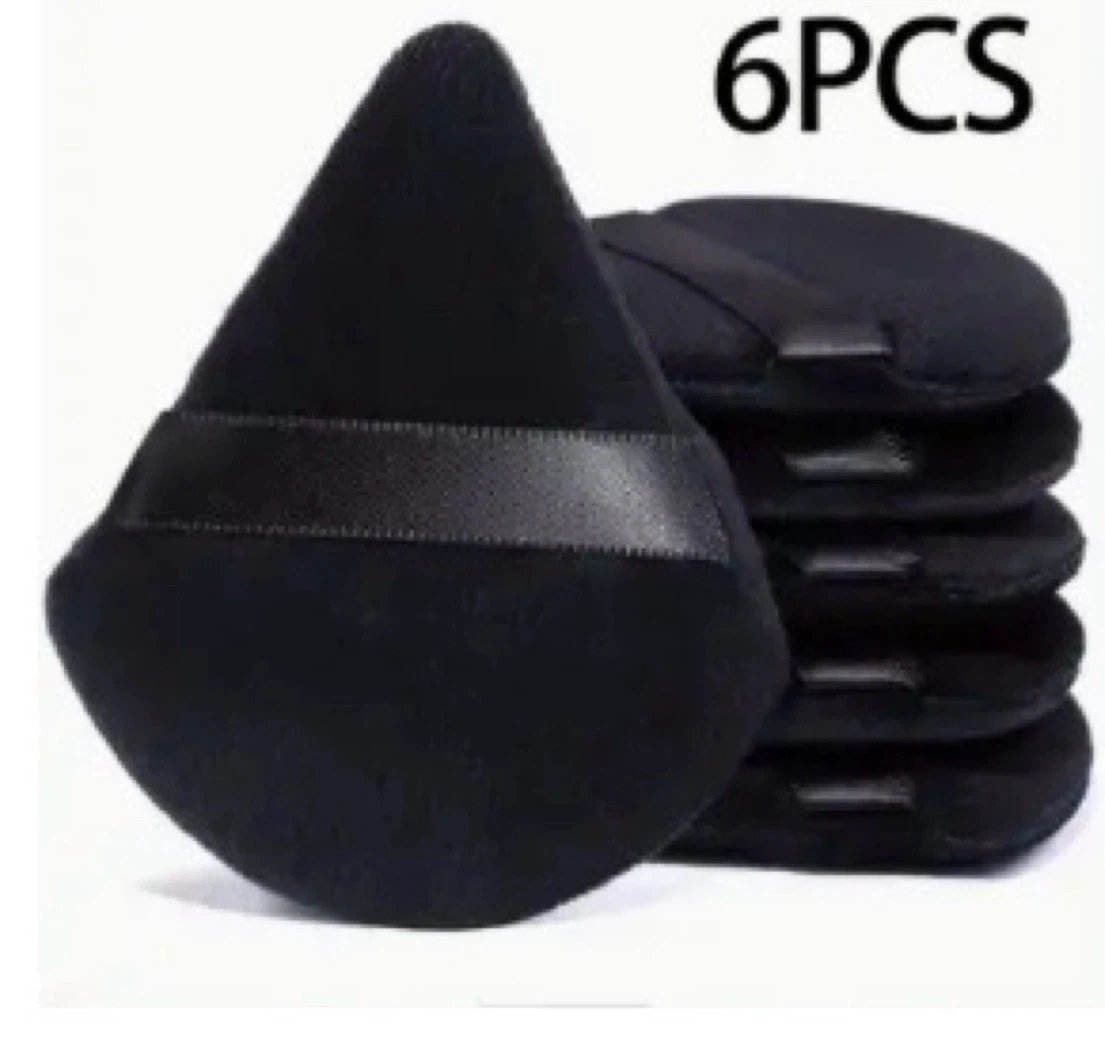 Set of 6 Black Makeup Powder Puffs