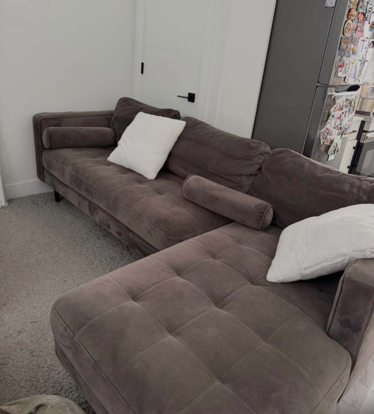 GreyVelvet Sectional Sofa