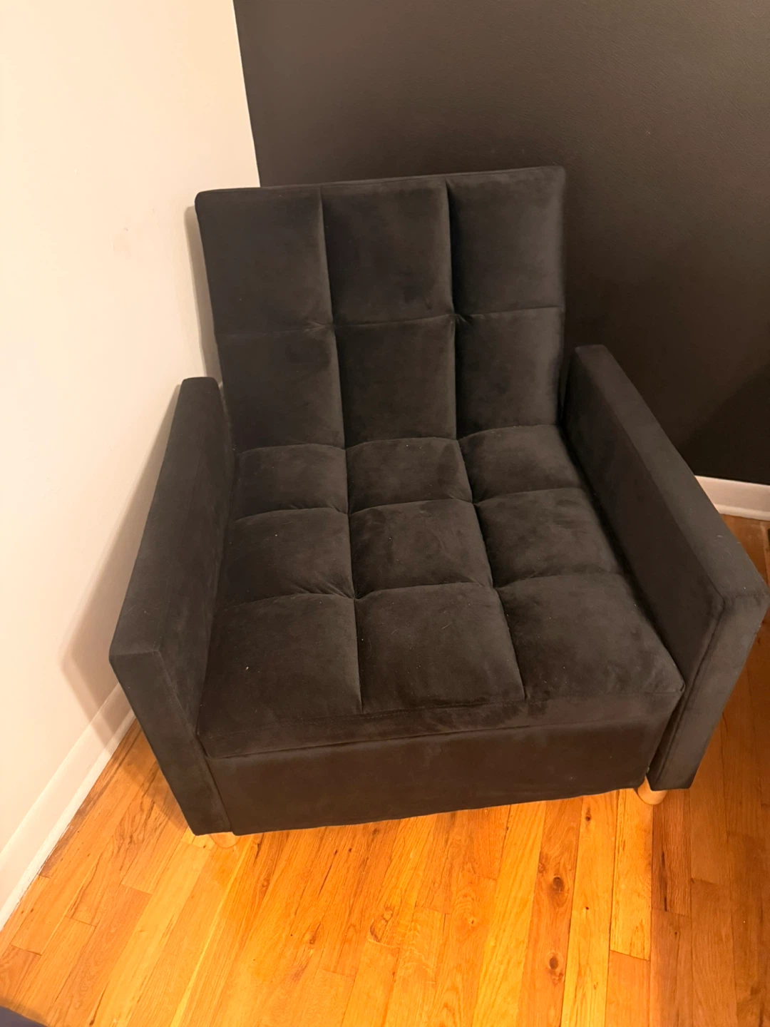 Black Tufted Convertible Chair