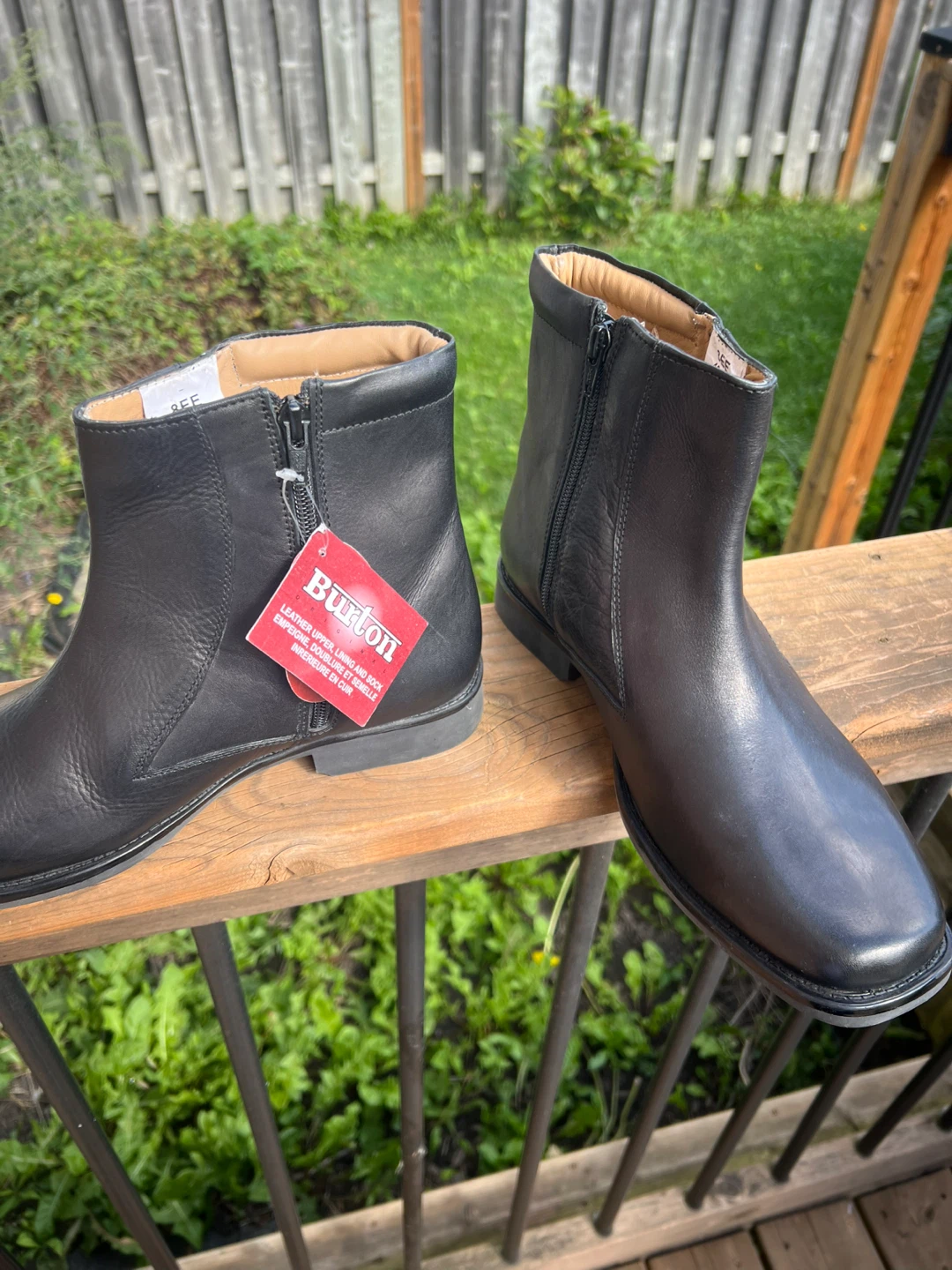 New mens Burton Black Leather Ankle Boots Size 8 - photo 2