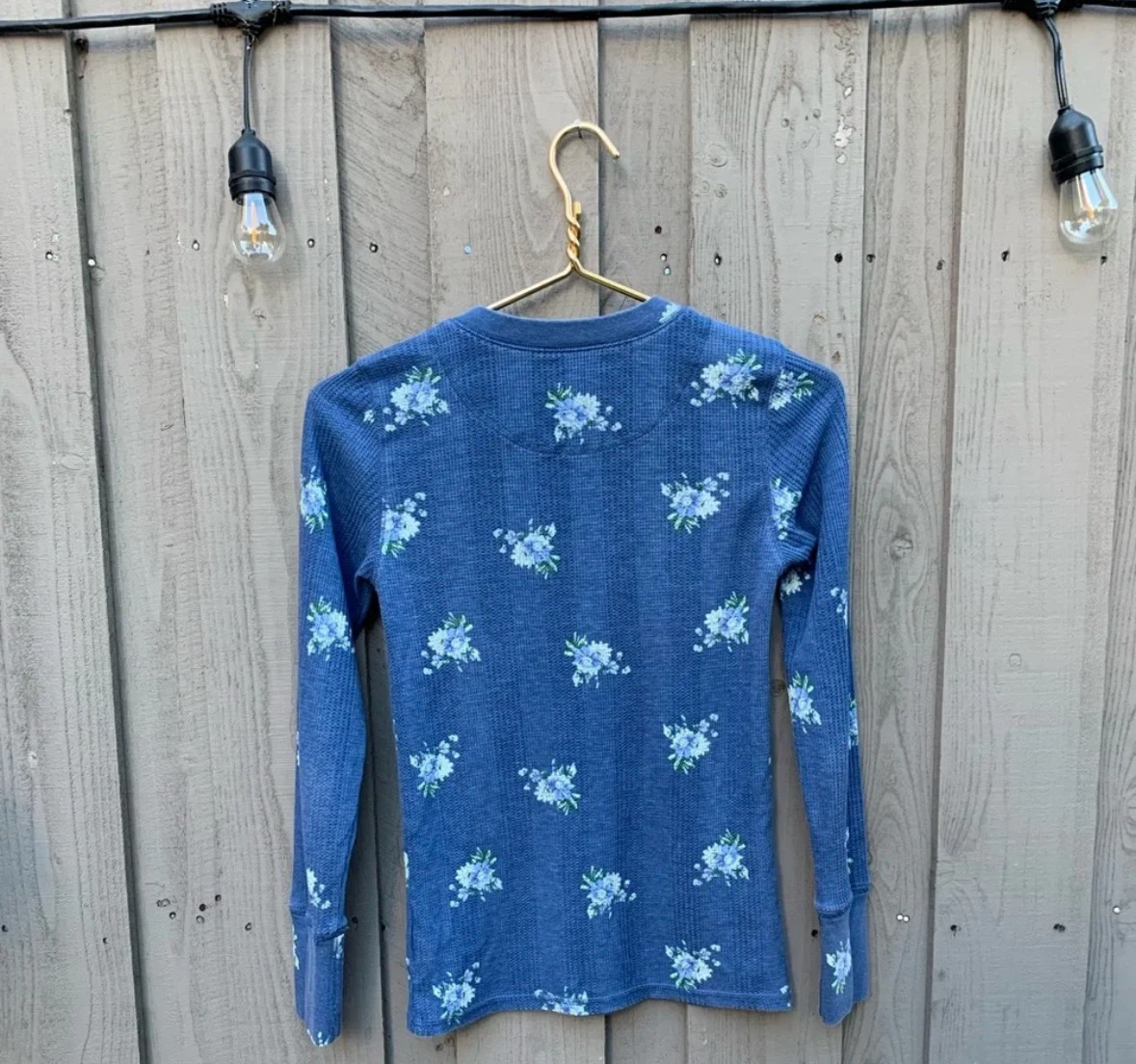 Aerie Waffle Knit Floral Henley Top - photo 3