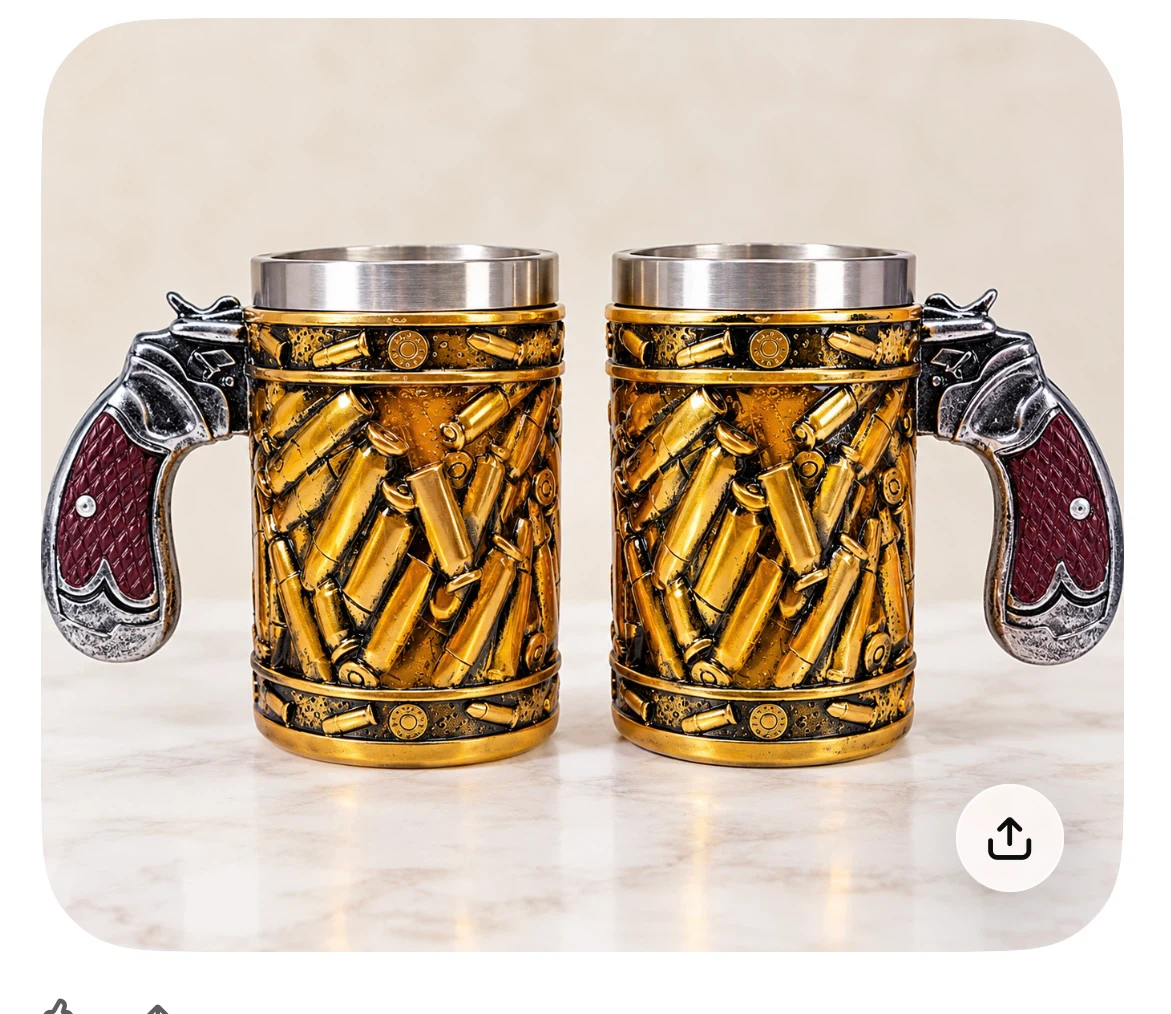 Set of Two Bullet Design Tankards