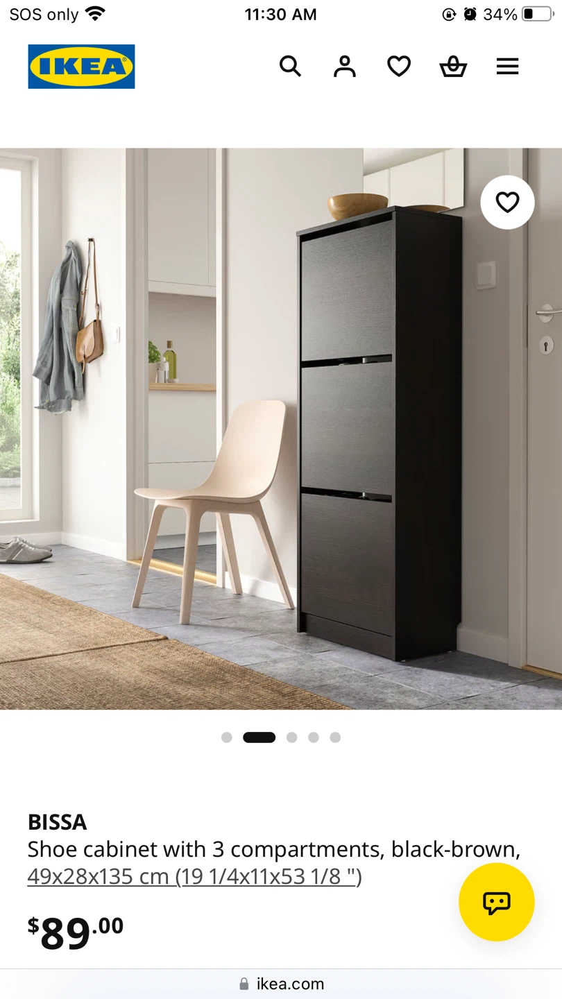 IKEA BISSA 3-compartment shoe cabinet, black-brown - photo 2