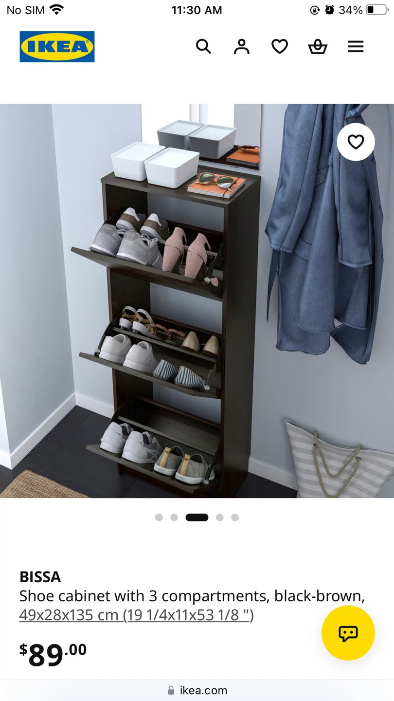 IKEA BISSA 3-compartment shoe cabinet, black-brown - photo 3