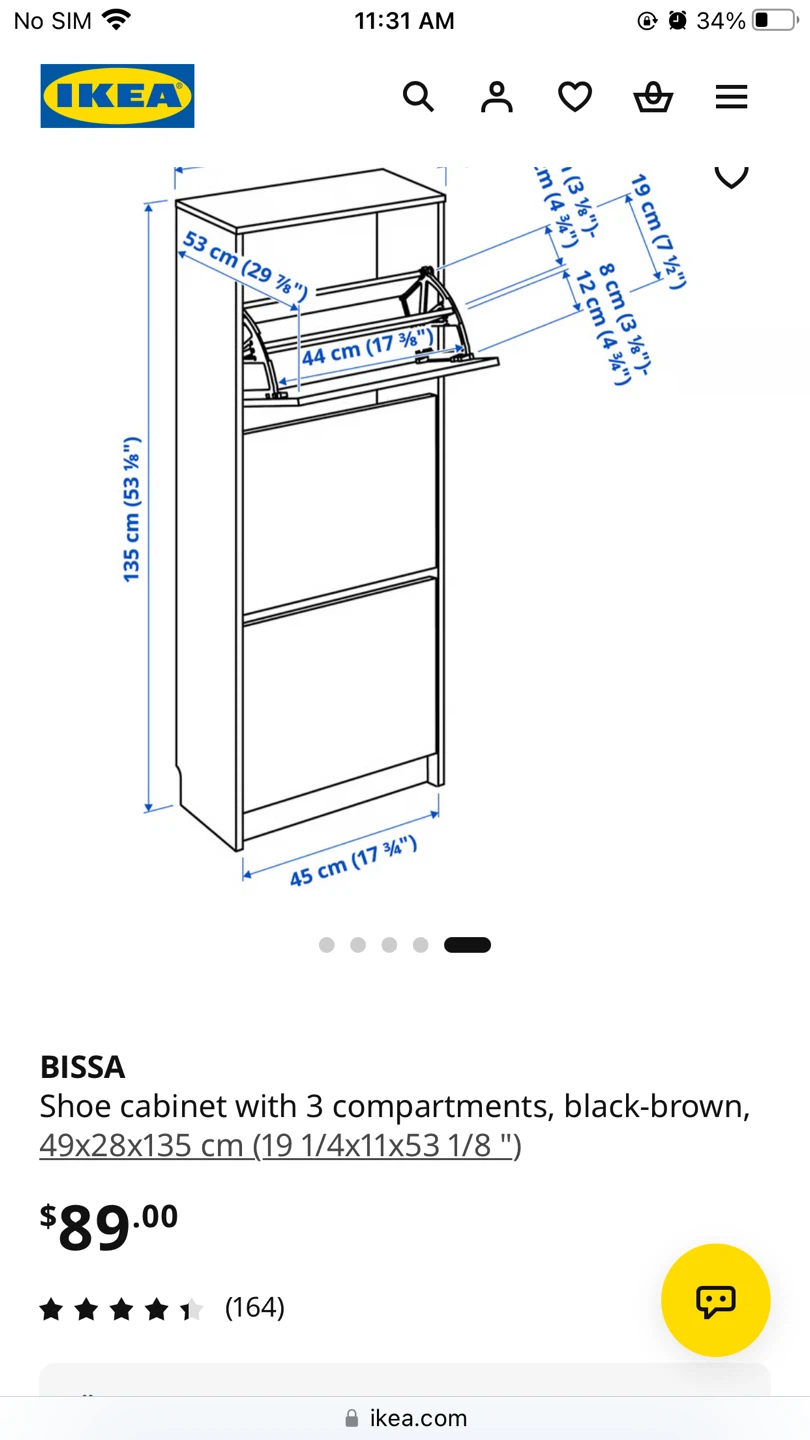 IKEA BISSA 3-compartment shoe cabinet, black-brown - photo 5