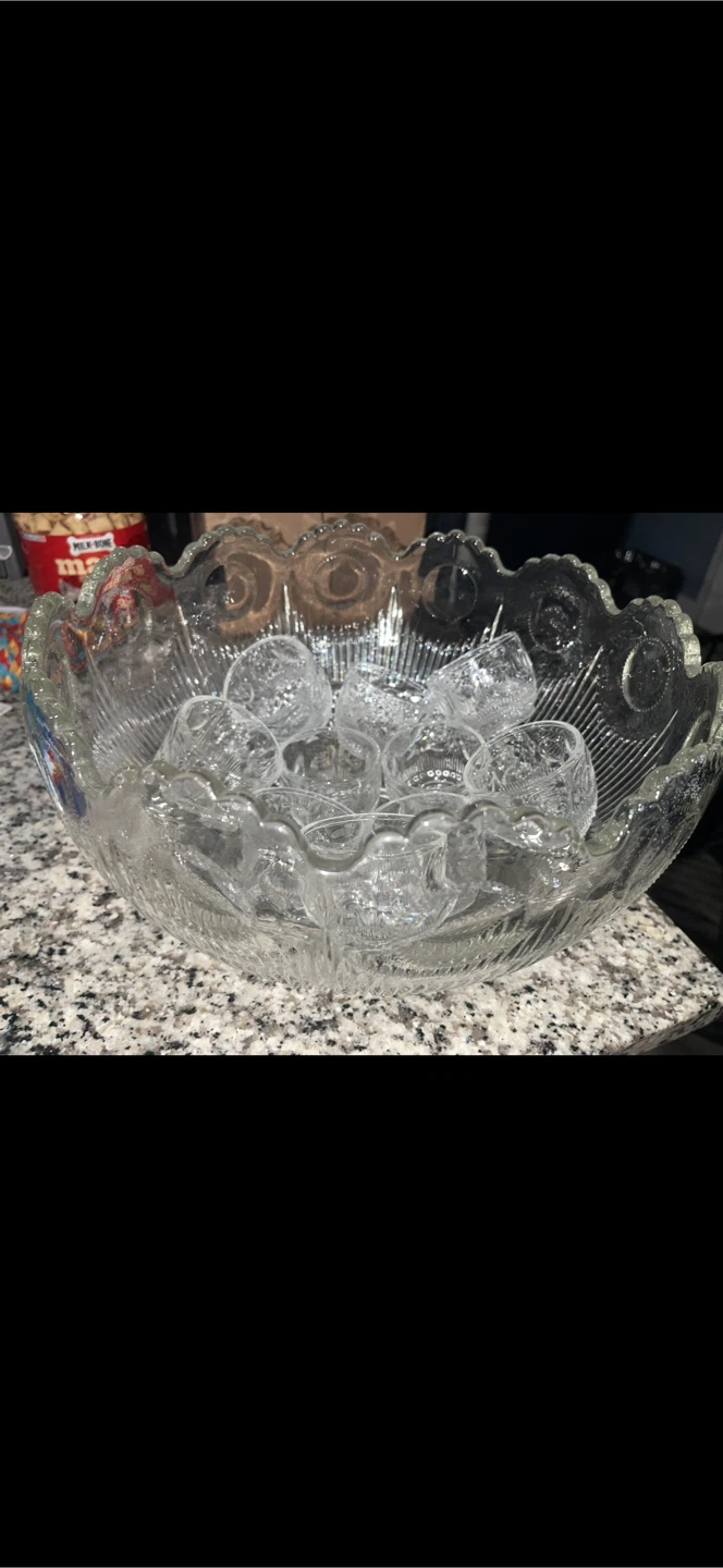 Vintage Clear Glass Punch Bowl Set - photo 2