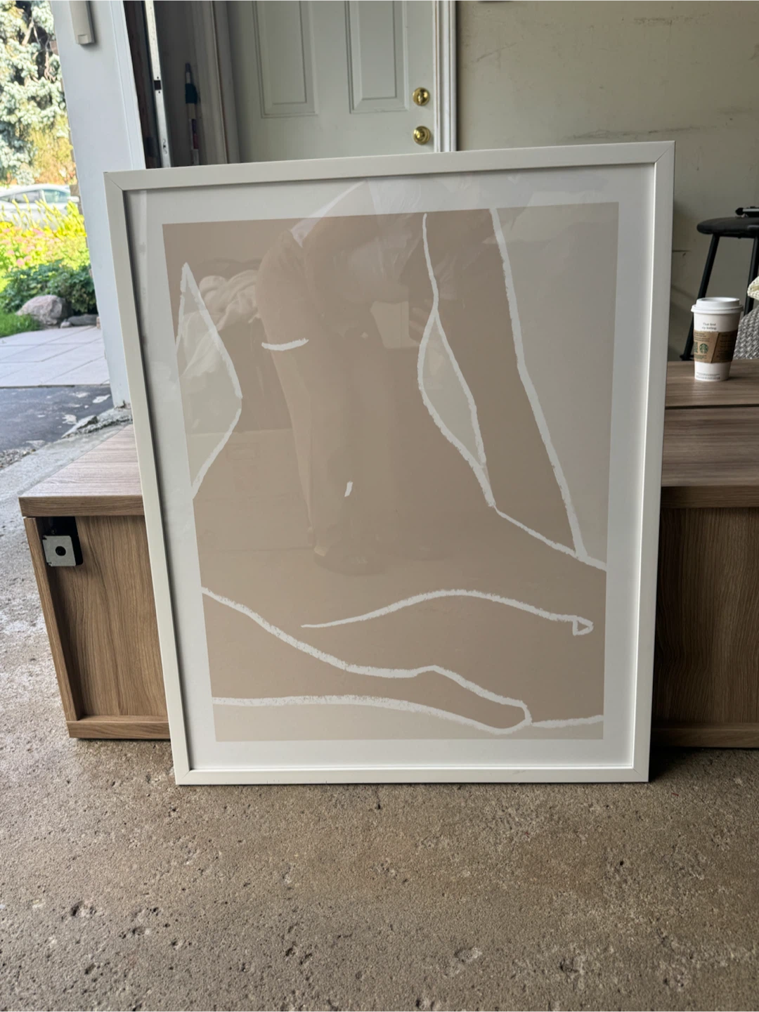 Abstract Line Art Print in White Frame