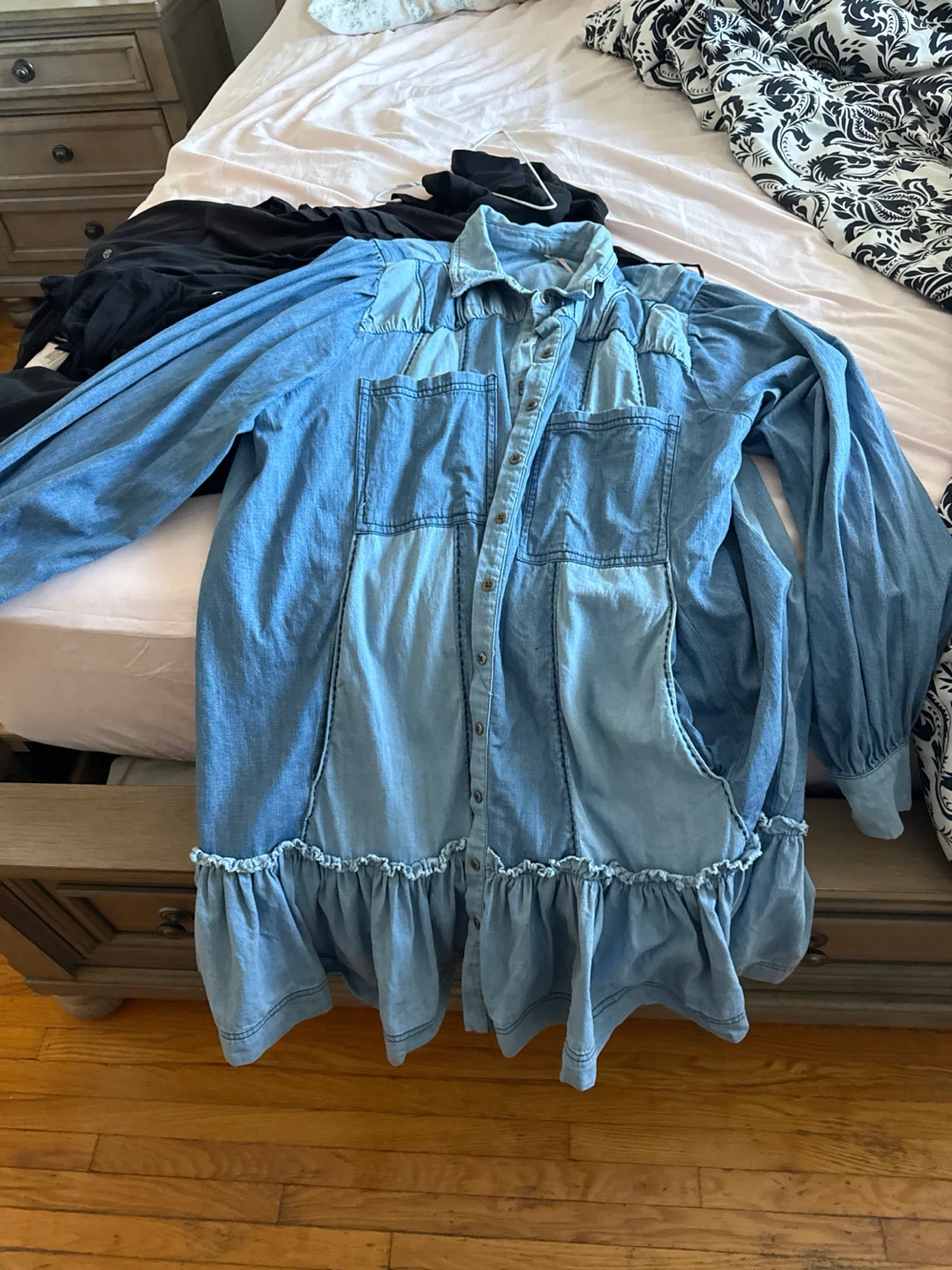 Free People Denim Patchwork Mini Dress