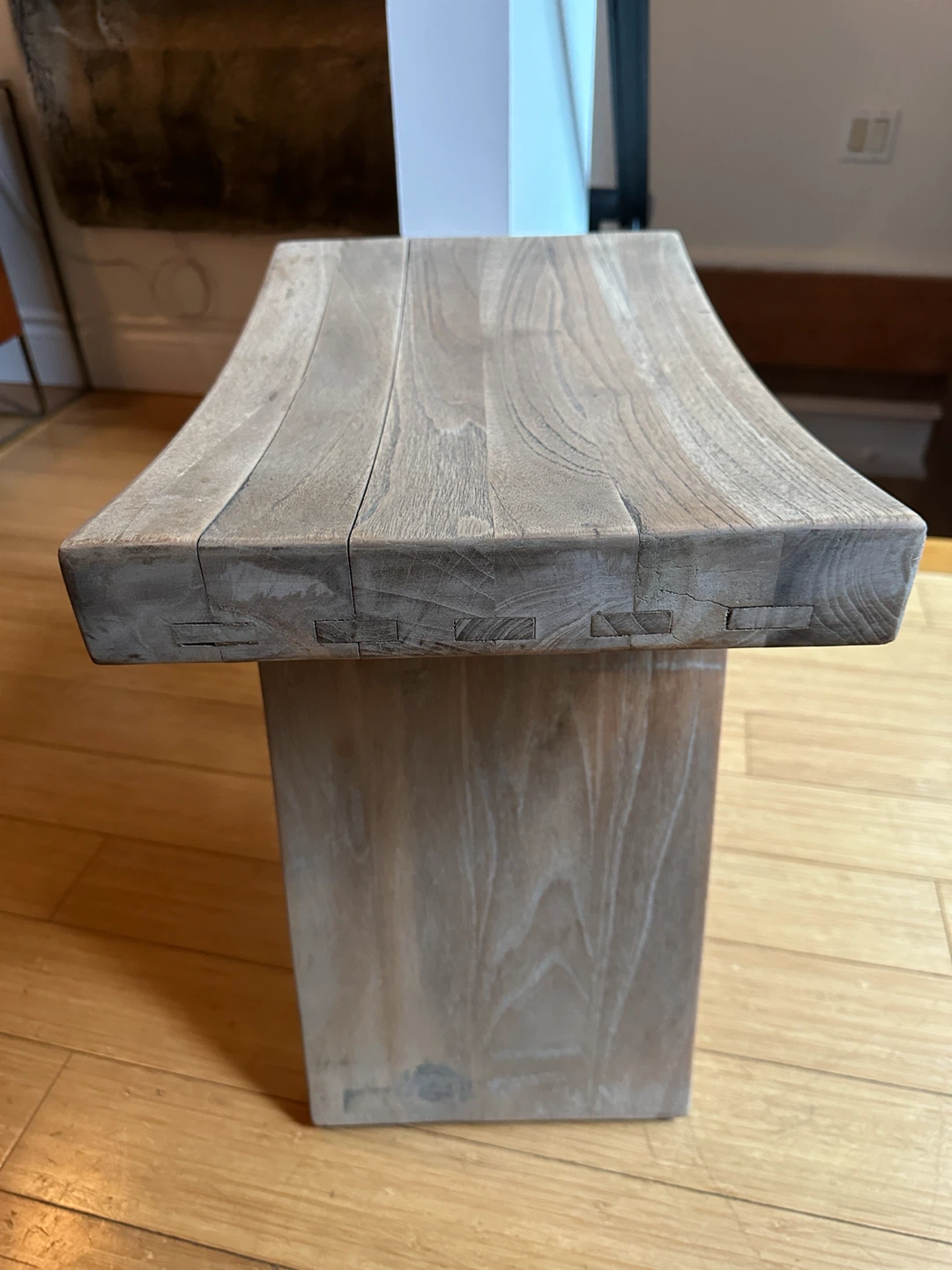 VINTAGE ASIAN TEAK WOOD STOOL BENCH SEAT / BOHO CHIC SIDE TABLE - photo 2