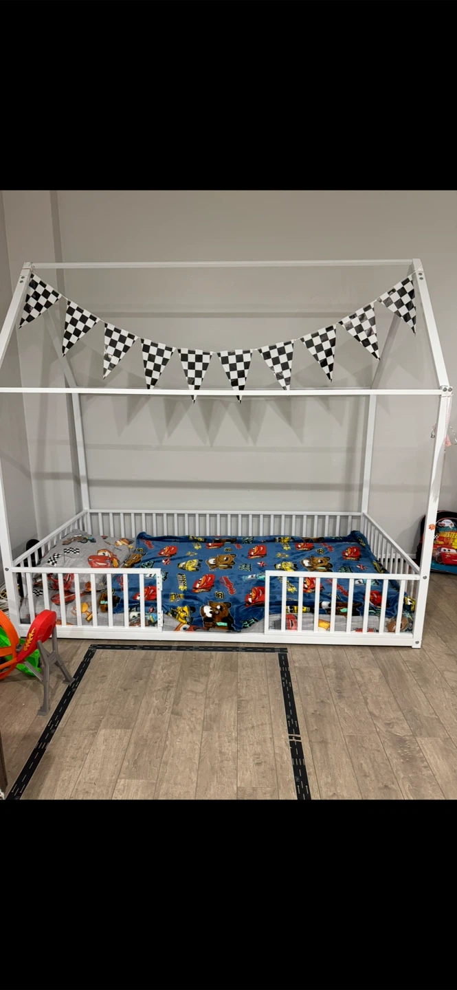 White Kids House Bed