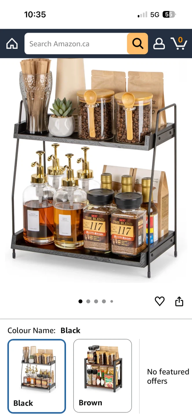 Anboxit 2-Tier Wooden Coffee Bar Organizer