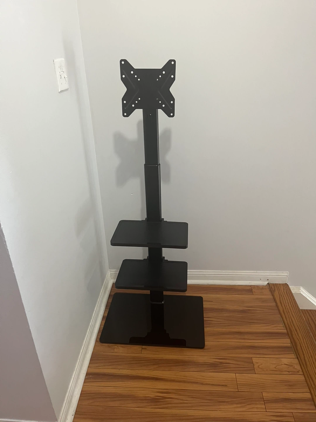 Adjustable TV Stand with Tempered Glass Shelves