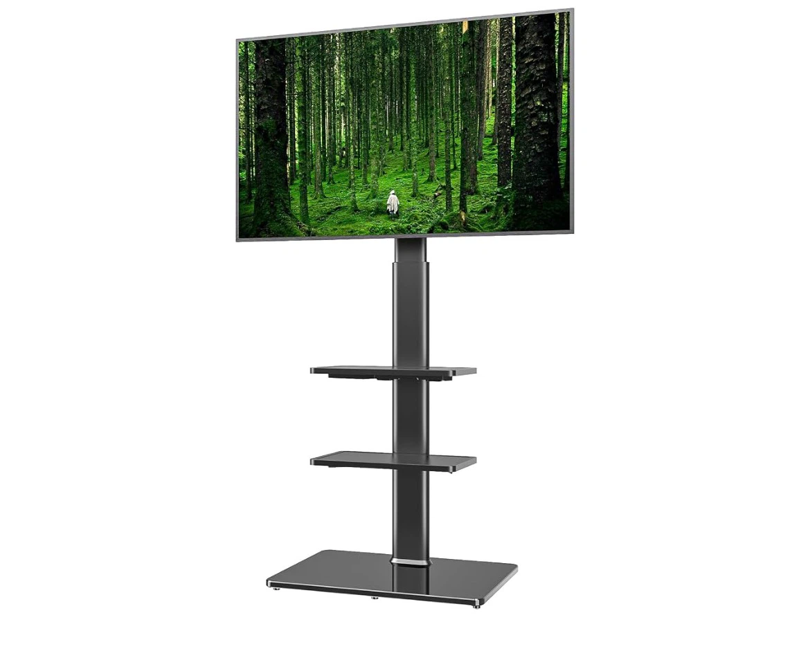 Adjustable TV Stand with Tempered Glass Shelves - photo 2
