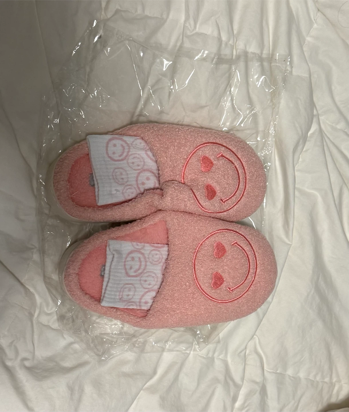 Pink Smiley Face Slippers