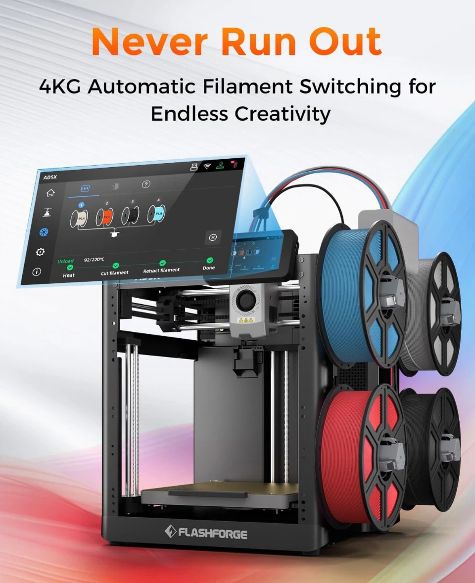 FLASHFORGE AD5X Multi-Color 3D Printer -Like New - photo 4