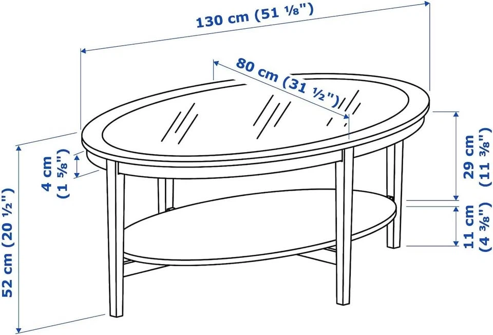 Oval Black Coffee Table with Glass Top - photo 4