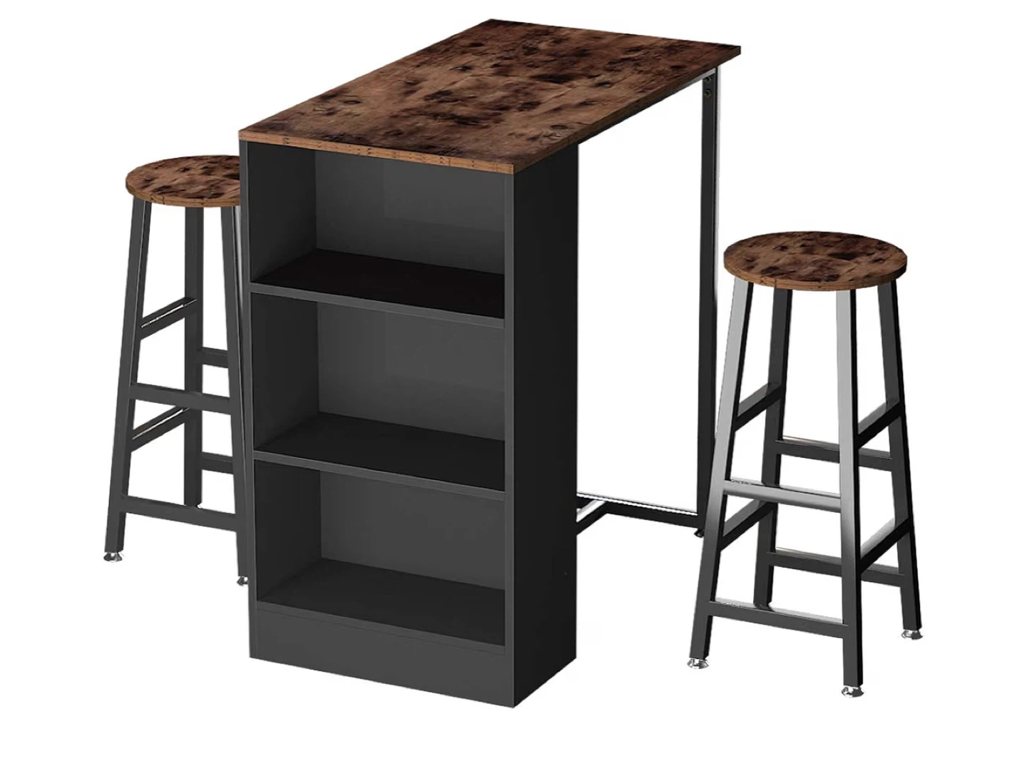 3-Piece Bar Table & Stool Set with Storage – Already Assembled - photo 2