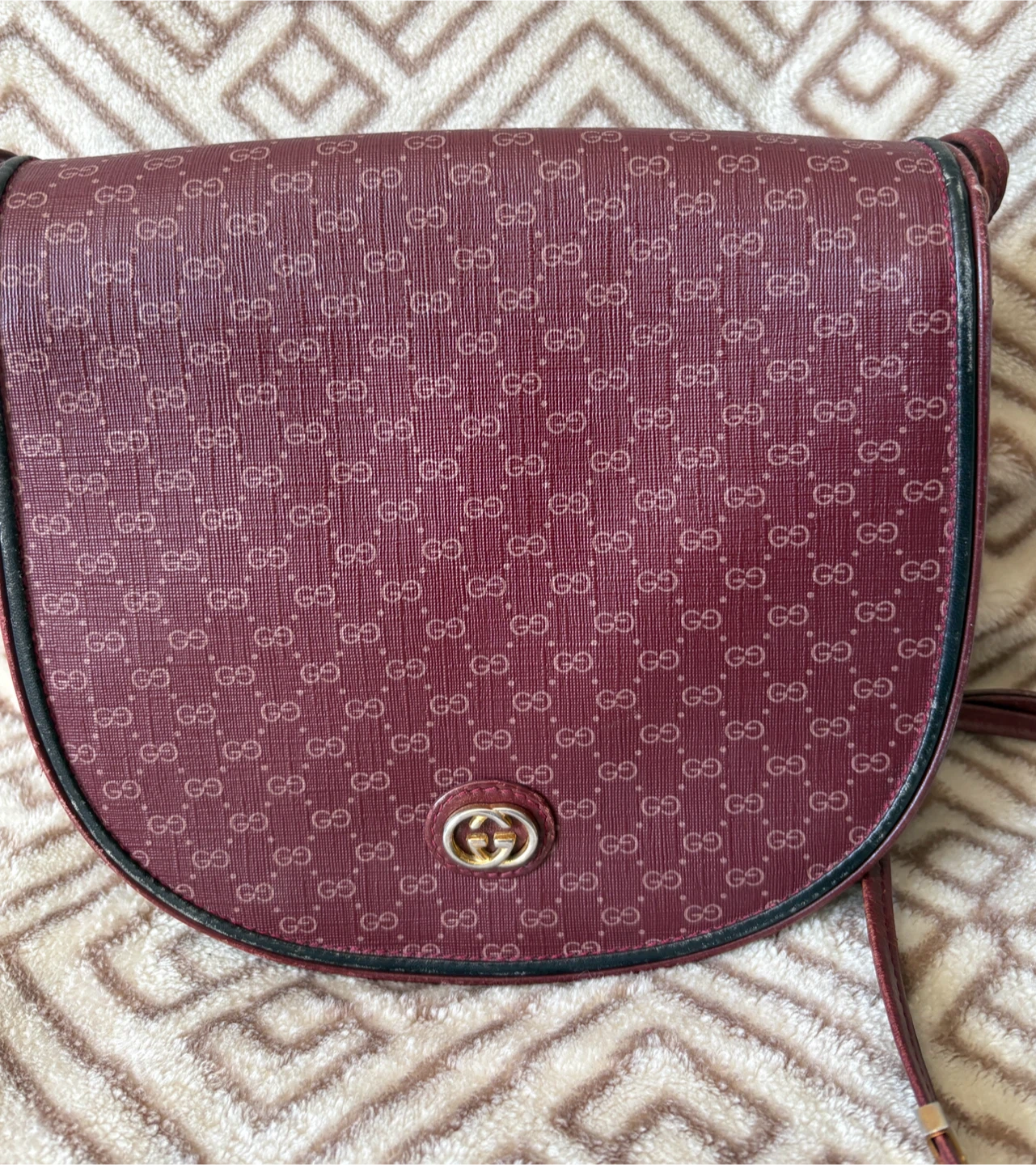 Vintage Gucci Burgundy Micro GG Crossbody Bag