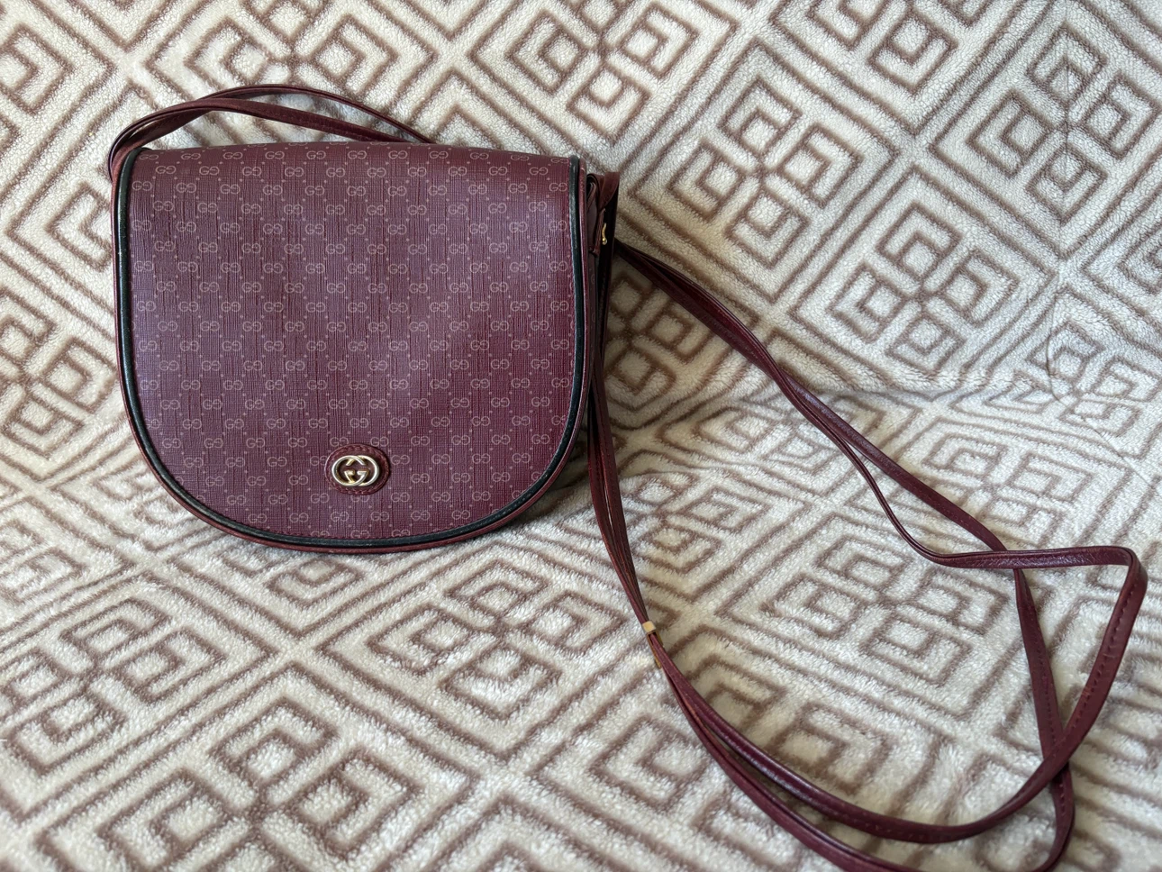 Vintage Gucci Burgundy Micro GG Crossbody Bag - photo 2