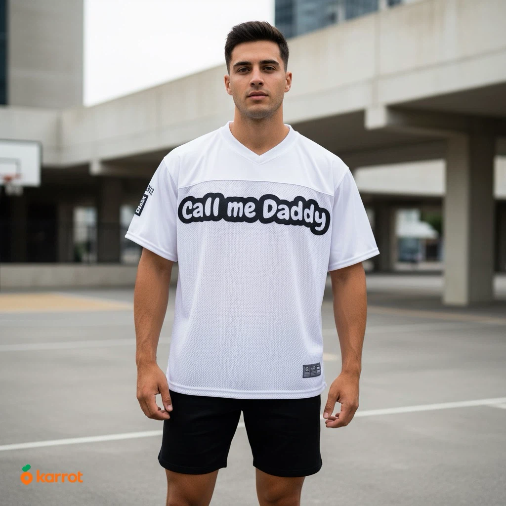 "Call Me Daddy" White Mesh Y2K Football Jersey - photo 5
